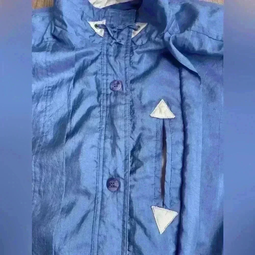 Vintage 90s Current Seen Womens Jacket Windbreaker Blue Button Up M (Runs Large) - Picture 8 of 13